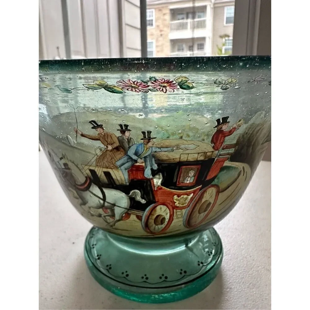 Extremely Rare Ludwig Moser Hand Blown, Hand Painted Enamel Bowl 🛑